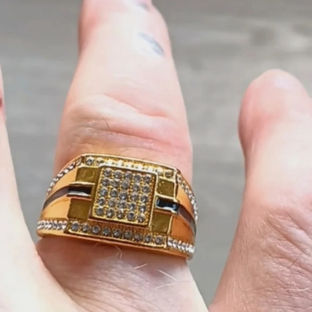 Gold and Black Men's Ring Sz 7